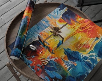 Fire and Ice Wrapping Paper, Colorful Gift Wrap for All Occasions, Holiday Decorations, Craft Projects, Birthday Gifts, Custom Paper