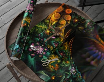 Fractal Gardens Presentpapper - Unikt presentpapper, miljövänligt presentpapper, presentpapper för högtider, födelsedagspresentpapper, dekorativt papper, presentpapper