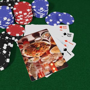 Juego de cartas de póker con comida china: perfecto para noches de juegos, amantes de las cartas, recuerdos de fiesta, eventos con temática de casino, regalos para él y noches de póker.
