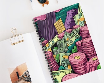 Inkomensstromen spiraal notitieboek - geregelde lijn, financieel dagboek, geldplanner, vermogensopbouw, passief inkomenstracker, bedrijfsorganisator