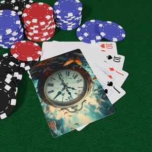 Time Flies pokerspeelkaartenset - perfect voor game-avond, verzamelobjecten, cadeaus voor gamers, decor casinothema, unieke kaartspellen