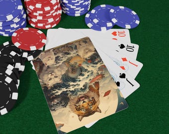 Japanese Animals Poker Playing Cards Set - Custom Deck Gifts, Card Games for Cat Lovers, Animal-Themed Gifts, Unique Collectibles, Stylish