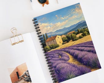 Lavender Fields of Provence Spiral Notebook - Aesthetic Journal, Gift for Writers, Study Supplies, Nature Lover, Office Decor, Travel Diary