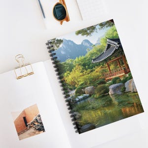 Korean Garden Spiral Notebook - Ruled Line, Nature Lover&#39;s Journal, Zen Diary, Cultural Gift Idea, Travel Planner, Tranquil Art