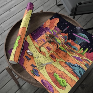Carta da regalo &quot;Martian Multiverse&quot;, carta da regalo unica per gli amanti dello spazio, decorazioni per feste di fantascienza, compleanno, festività, ecologica