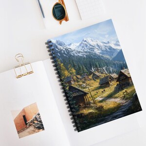 Alpine Village Spiral Notebook, Nature Journal, Artistic Notebook, Hiking Gift, Eco-Friendly Stationery, Travel Planner, Country Charm