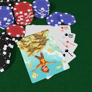 Cartas de póker "Libertad Financiera" con un diseño divertido, imprescindibles para una noche de juego, regalo para amantes del póker, juego de cartas coleccionables, temática de casino