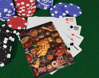 United Kingdom Food Playing Cards - Unique Deck for Game Nights, Collectible Card Set, Perfect Gift for Gamers, Poker Enthusiasts, Casino