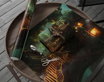 Fantasy Treehouse Wrapping Paper - Enchanting Gift Wrap for Birthdays, Holidays, Baby Showers, Weddings, Christmas, Holiday Gift Wrap