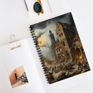 Duitse geschiedenis spiraal notitieboek - gelijnde lijn, journaling, historische kunst, cadeau voor schrijvers, uniek schoolbenodigdheden, leuk schetsboek
