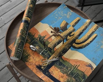 Saguaro Kaktus Geschenkpapierrolle, Saguaro Kaktus Geschenkpapierrolle, südwestlicher Stil, Geburtstag, Hochzeit, Feiertagsgeschenkpapier Rolle
