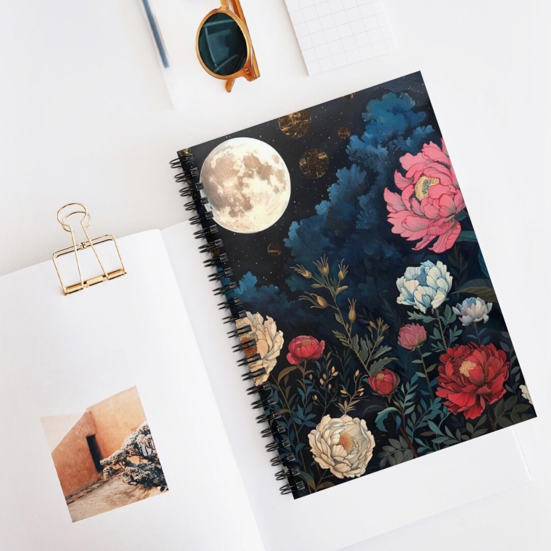 Night Blooms Spiral Notebook - Midnight Garden Journal, Floral ...