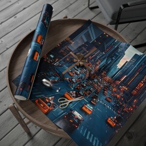 Bustling City Streets Gift Wrapping Paper, Unique Urban Wrapping Paper, Modern Gift Wrap for Birthdays, Holidays, and Special Occasions