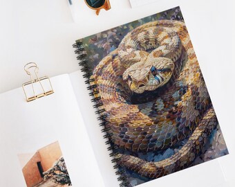 Klapperschlangen Spiralblock - Linolierte Linie, Wildlife Journal, Geschenk für Naturliebhaber, Reptil Skizzenbuch, Umweltfreundliches Briefpapier, Tier Kunst
