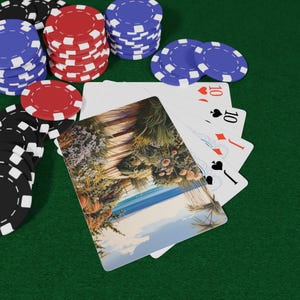 Juego de cartas de póker Coastal Gardens, regalo único para jugadores, decoración del hogar, noche de casino, juegos de cartas con amigos, elegantes naipes.