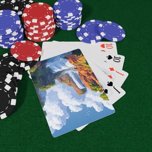 Serene Landscapes Poker speelkaarten - uniek kaartspel, cadeau voor gamers, pokeravonden, illustratie, verzamelobject, pokeravond, cadeau voor gamers