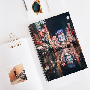 Tokyo Spiral Notebook - Ruled Line, Japan Travel Journal, Bullet Point Diary, Minimalist Stationery, Cherry Blossom Notepad, Fun Sketchbook
