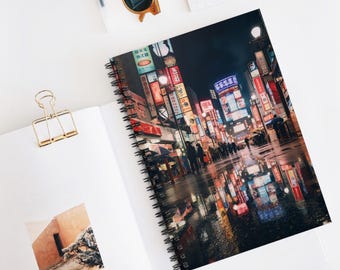Tokyo Spiral Notebook - Ruled Line, Japan Travel Journal, Bullet Point Diary, Minimalist Stationery, Cherry Blossom Notepad, Fun Sketchbook