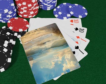 Naipes Seaside: Baraja con temática costera y playera, arte de la brisa marina, juego de cartas coleccionables único, noche de póker, noche de juegos