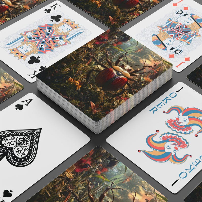 Beetle World Spielkarten - Insekt und Natur Deck, einzigartige Käfer Illustrationen, Lern- und Wildtierkarten, Pokerabend, Spieleabend Bild 4