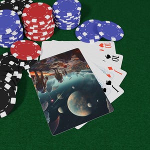 Naipes de póker Galactic Travelers, juego de cartas único, baraja espacial, regalos para gamers, divertida noche de juegos en familia, noche de póker