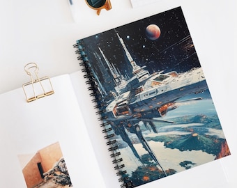 Interstellar Trade Spiral Notebook - Ruled Line, Sci-Fi Journal, Space-Themed Notebook, Gift for Astronomers, Star Wars Fan Stationery,