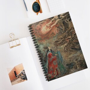 Chinese Myths Spiral Notebook - Ruled Line, Dragon Artwork, Journal for Writing, Sketchbook, Gift for Artists, Unique Stationery