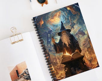 Wizard Academy Spiral Notebook, Magical Journal, Writing Diary, Sketchbook Gift, Inspiration Notebook for Creatives, Fun Sketchbook