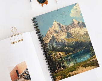 Notebook met zaagtandbergspiraal - milieuvriendelijk, dagboek, schetsboek, cadeau voor natuurliefhebbers, reizen, wandelen