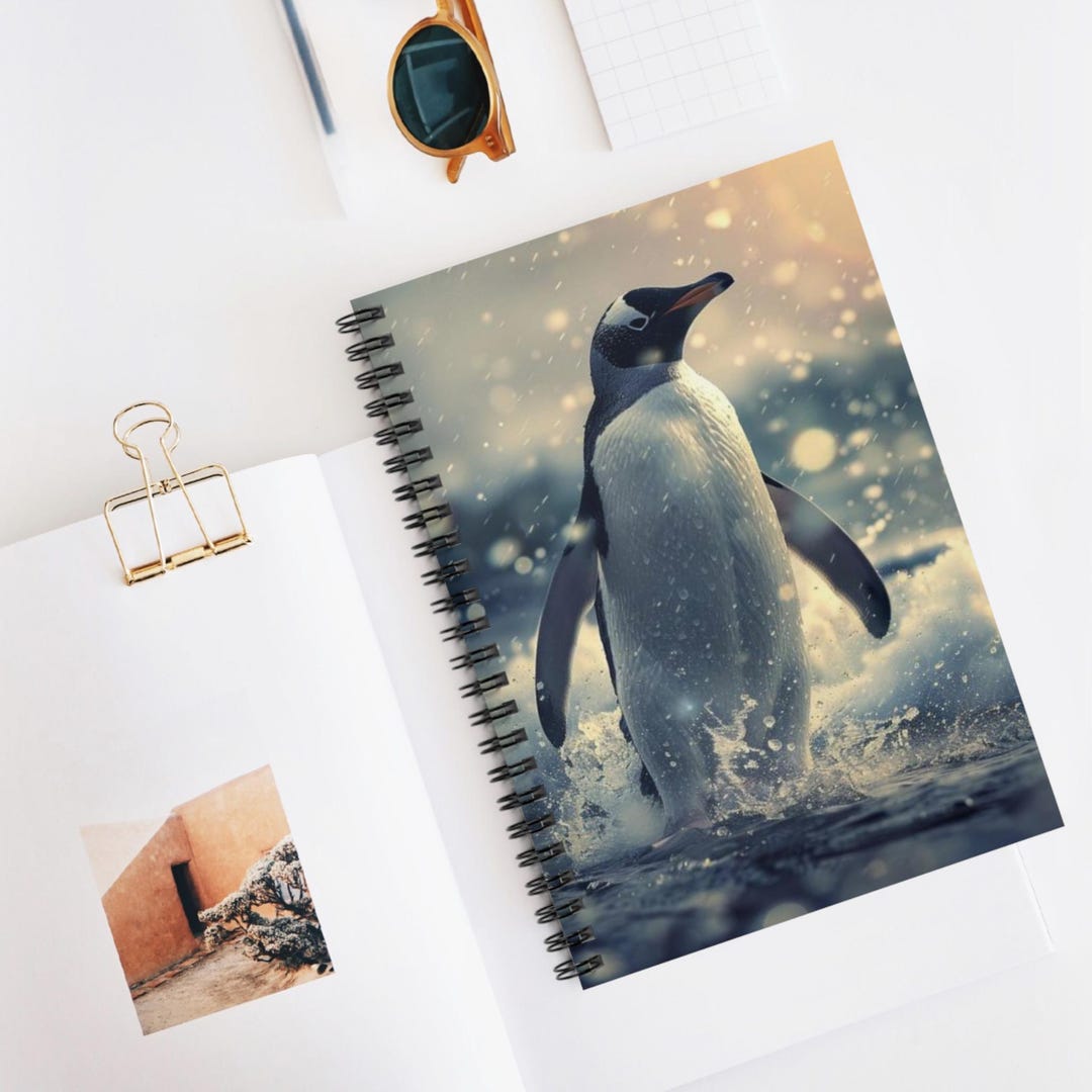 Penguin Spiral Notebook - Arctic Wildlife Journal, Cute Animal Gift ...