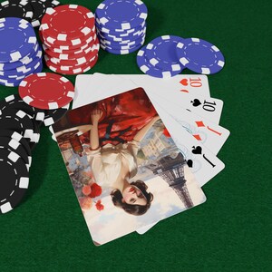 フランス文化ポーカートランプ、ヴィンテージアート、ゲームナイトの必需品、カードプレイヤーへのユニークなギフト、スタイリッシュなホームデコレーション、コレクターズアイテム