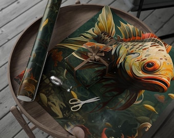 Papel de regalo con diseño de peces, elegante papel de regalo, papel de regalo de cumpleaños único, papel de regalo personalizado, embalaje de regalo con diseño de peces, papel de regalo para fiestas