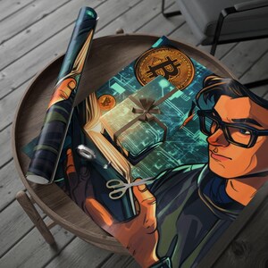 Future of Crypto Wrapping Paper, Unique Gift Wrap for Tech Lovers, Cryptocurrency Theme, Eco-Friendly Gift Wrap, Modern Design