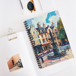 Oxford Square Spiral Notebook - Ruled Line, Travel Journal, Literary Diary, Historic Gift Idea, City Planner, Charming Architecture Art.