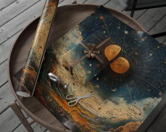 Celestial Codex Presentpapper, Rymdtema Presentpapper för Astronomiälskare, Universella Tillfällen, Födelsedag, Högtider, Miljövänlig Presentpapper
