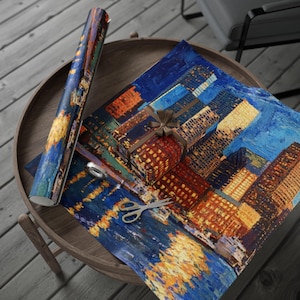 Boston Skyline Wrapping Paper for Gifts, Unique Gift Wrap for Birthdays, Holidays, and Celebrations, Cityscape Design, Eco-Friendly Craft