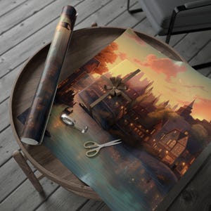 Carta da regalo Riverside Town per tutte le occasioni / Carta da regalo artistica, Carta da regalo per le feste, Decorazioni per compleanni, Carta da regalo ecologica, Unica