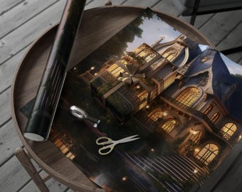 Inpakpapier elegant huis, cadeaupapier, inpakpapier voor vakantie, verjaardagsviering, luxe decor, inpakpapier voor speciale gelegenheden