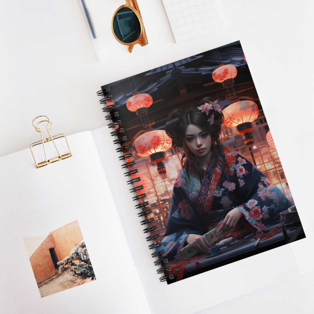 Japanese Culture Spiral Notebook - Ruled Line, Aesthetic Stationery ...