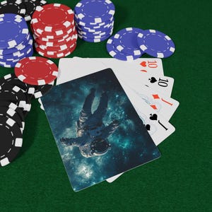 Set di carte da gioco Lost in Space Poker, carte da gioco uniche per serate di gioco, mazzo di carte Galaxy, carte da poker cosmiche, carte con design astronauta.