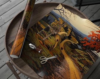 Arkansas herfst inpakpapier, prachtig herfstlandschap cadeaupapier, milieuvriendelijke vakantieverpakking, perfect voor Thanksgiving, herfst