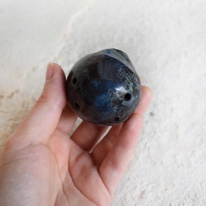 Handmade blue ceramic whistle- Five notes