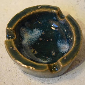 Handcrafted Green Ashtray | Ceramic Ashtray with Unique Color | Modern Home Decor