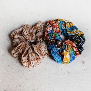 Handmade Floral and Boho Scrunchie set  Soft Fabric Hair Accessories Vintage and Cottagecore Aesthetic