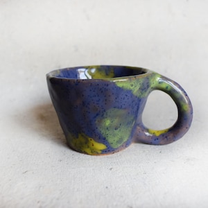 Handmade Purple Ceramic Espresso Cup – Purple Green Yellow Glaze