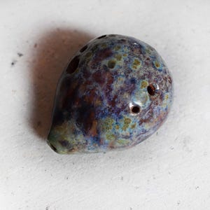 Handmade Large Ceramic Whistle – Lake Green with Blue Accents- Arabic Hijaz scale