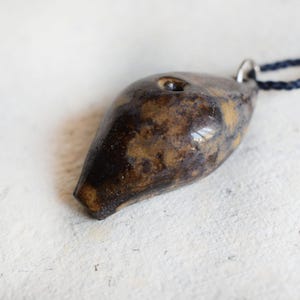 Handcrafted Ceramic Whistle Pendant - Brown Two Tone Whistle