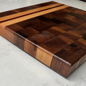 Buchers Block Solid Walnut, Purple Heart and Maple End Grain Cutting Board 360x300x40mm