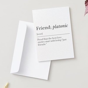 "Lustige ""Just Friends"" für Verliebte Valentinstags-/Jubiläumskarte - Perfekt für Freunde von Verliebten - A6 Hochformat Klappkarte inkl." Umschlag