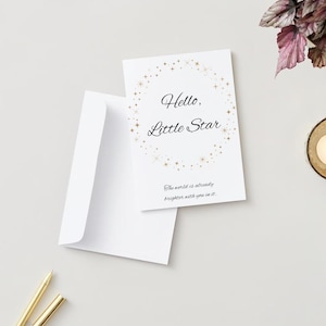 Hello Little Star – Minimalist Newborn Baby Card Design - A6 Standard Portrait Size - Includes Envelope